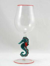 Goblet/Aqua Seahorse by Lance Sanford