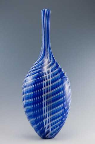 Blue Color Weave Round Bottle by Brian Becher