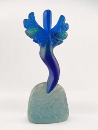 Dark Blue Winged Figure With Light Blue Base by Mark Abildgaard
