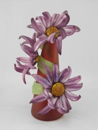 Med Sprig Vase/Red w/Purple by Susan Rankin