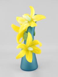 Med Sprig Vase/Aqua w/Yellow by Susan Rankin