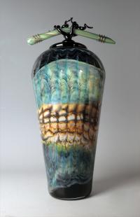 Black Opal Covered Jar w/Bone Finial by Danielle Blade/Stephen Gartner