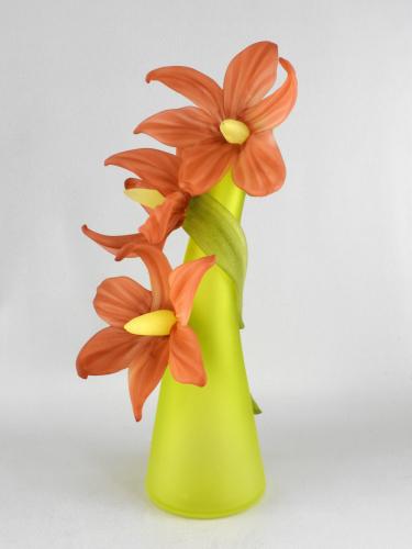 Tall Sprig Vase/Lime w/Salmon Lilies by Susan Rankin