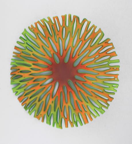 Wall Sculpture/Brown w/Green-Orange by Glenda Kronke