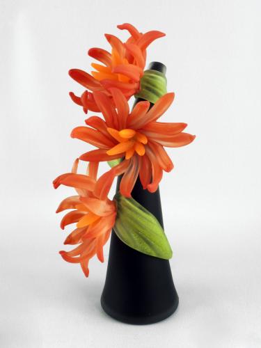 Small Sprig Vase/Black w/Red by Susan Rankin