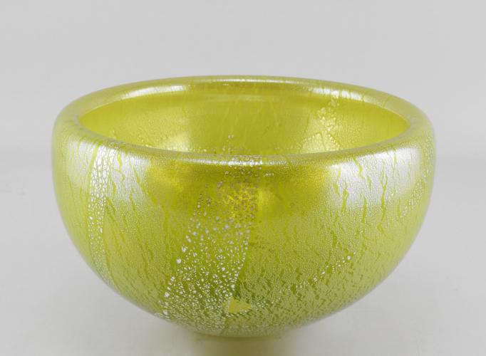 Bowl/Chartreuse Yellow Silver Leaf by Joy Jackson