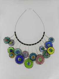 Tribal Necklace/Blues, Greens, Purples by Beth Williams