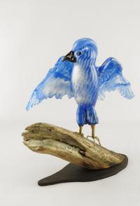 Blue Bird on Branch by Teri Walker