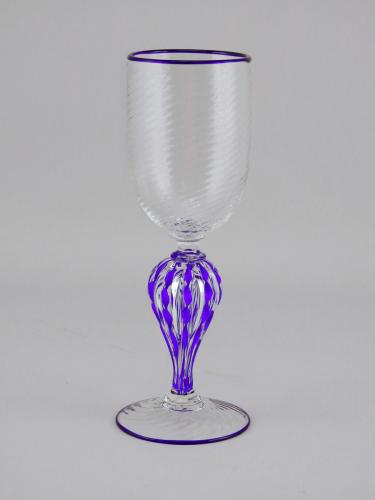 Goblet/Blue Twisted Cane by Ralph Mossman/Mary Mullaney