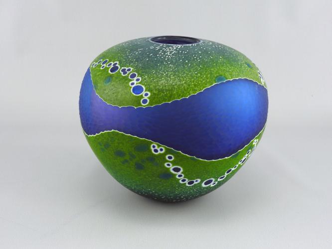 Strata Vase/Green & Blue by Mark Gordon