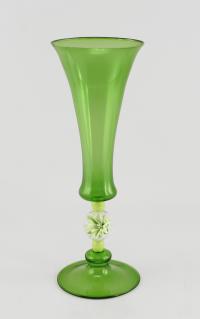 Goblet/Green w/Flower by Sabina Boehm