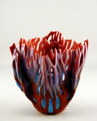 Vase/Med Reds Purple Lavendar by Glenda Kronke