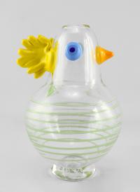 Green Bird Vase w/Yellow Comb by William & Kate Bernstein